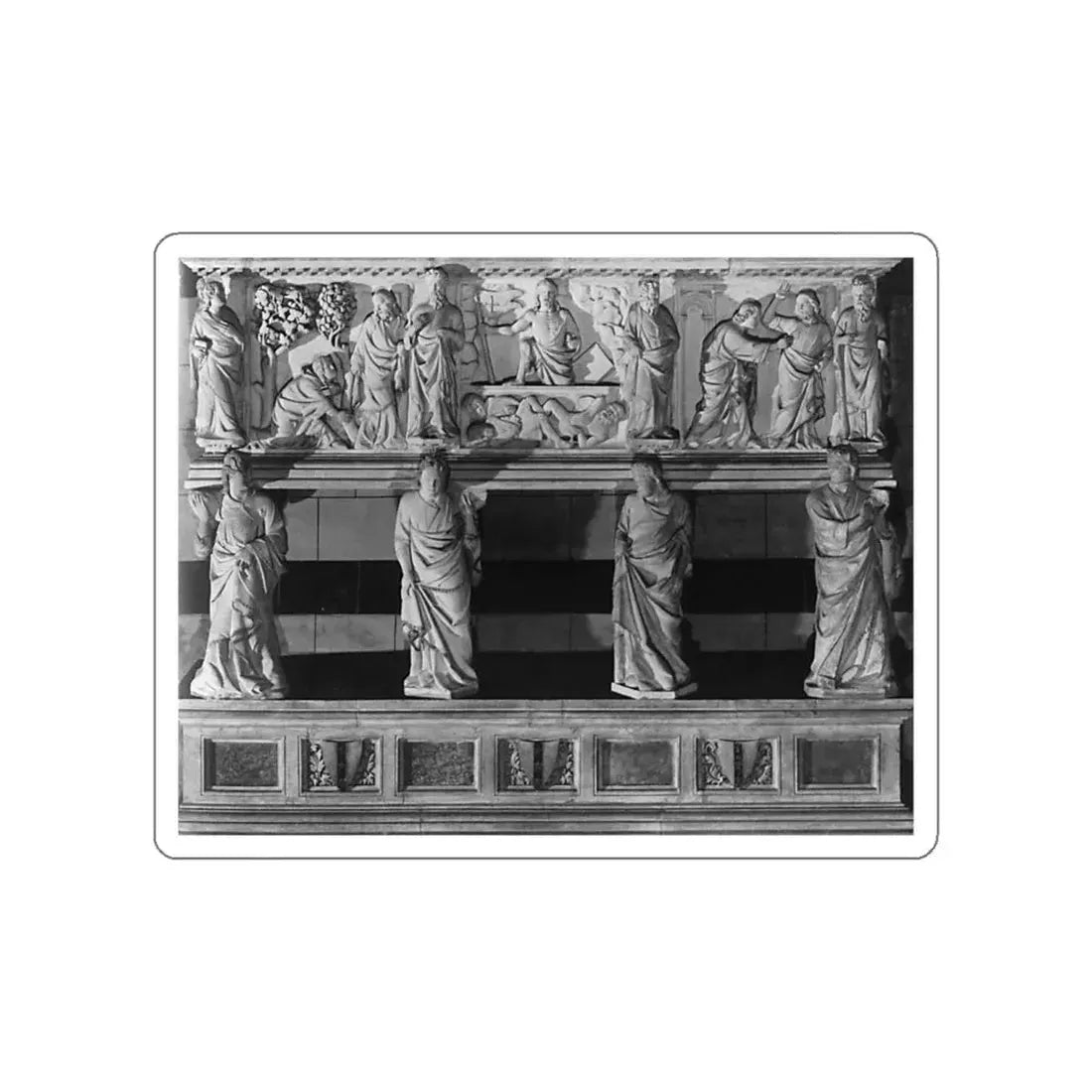 TINO DA CAMAINO - Funeral Monument of Cardinal Petroni (detail) (Artwork) STICKER Vinyl Die-Cut Decal White Die-Cut 5 Inch - The Sticker Space