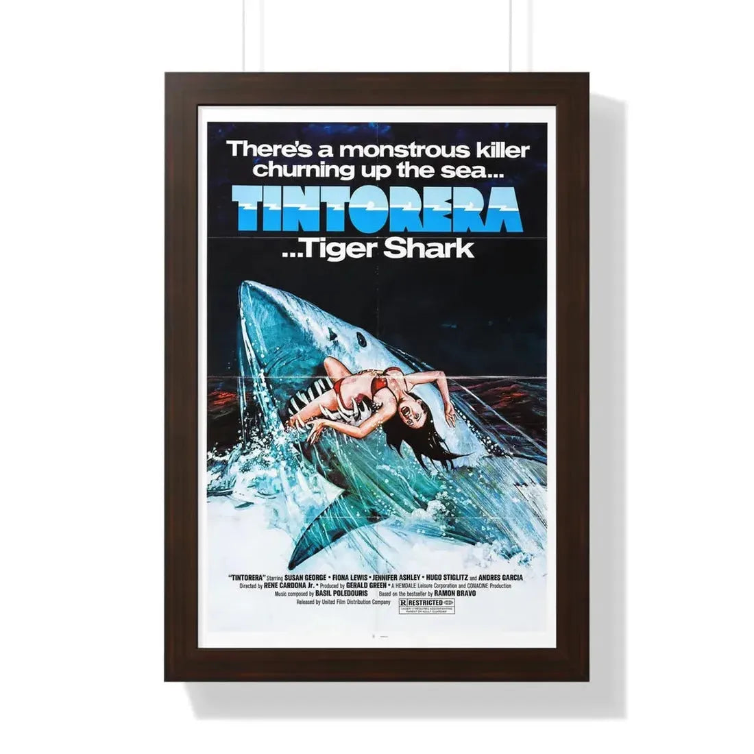 TINTORERA 1977 - Framed Movie Poster 16″ x 24″ Walnut - The Sticker Space