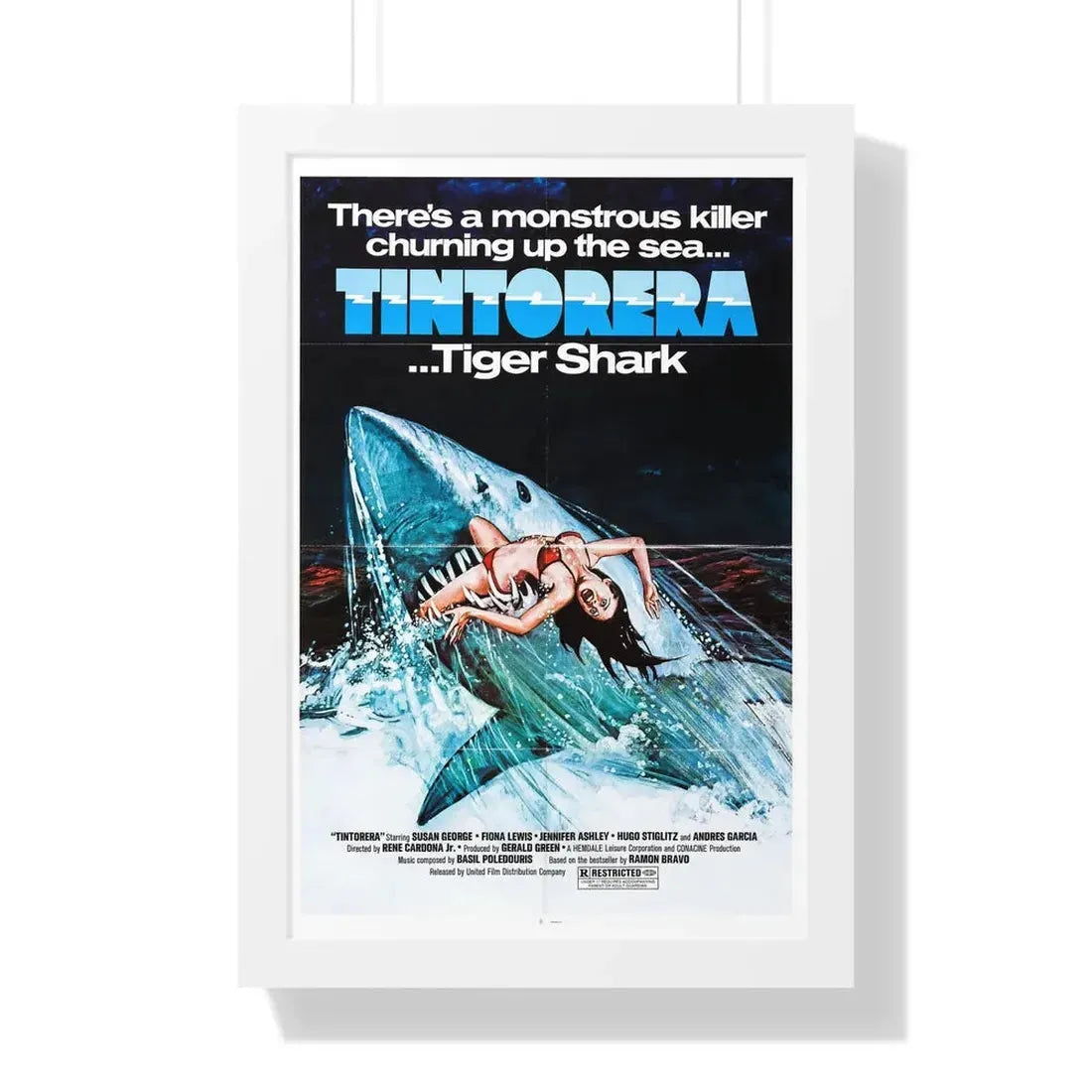 TINTORERA 1977 - Framed Movie Poster 16″ x 24″ White - The Sticker Space