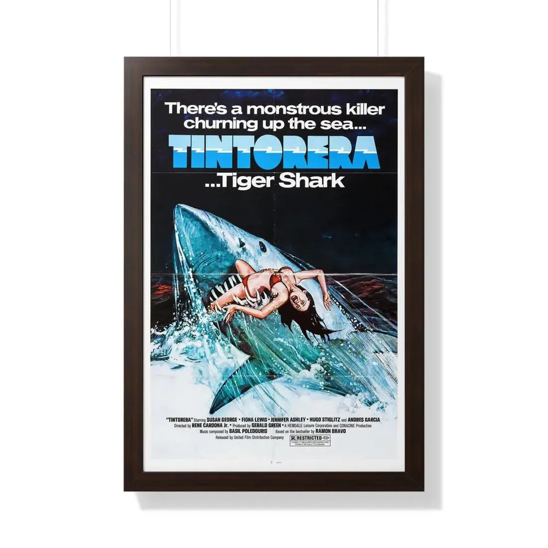 TINTORERA 1977 - Framed Movie Poster 20" x 30" Walnut - The Sticker Space