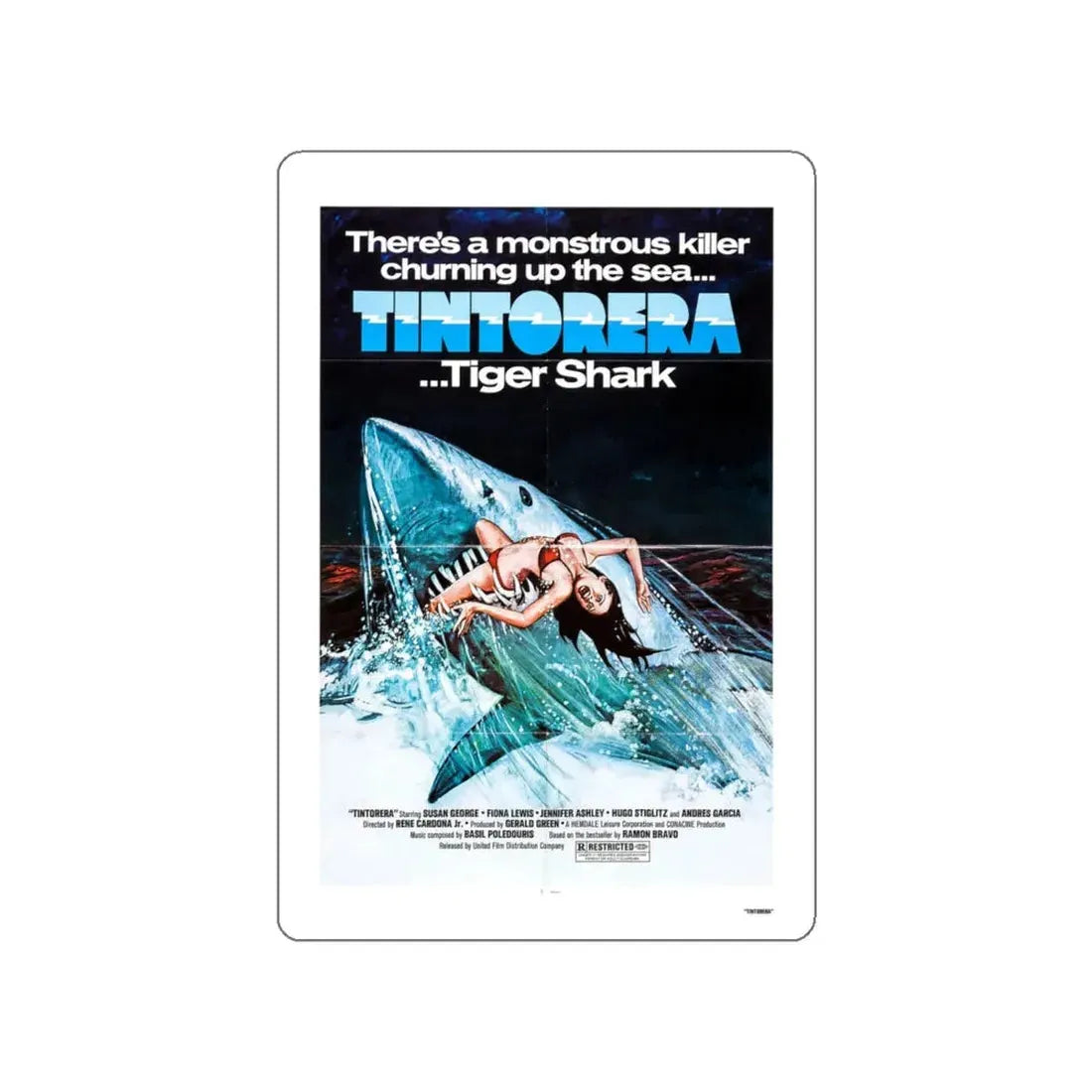 TINTORERA 1977 Movie Poster STICKER Vinyl Die-Cut Decal 4 Inch - The Sticker Space