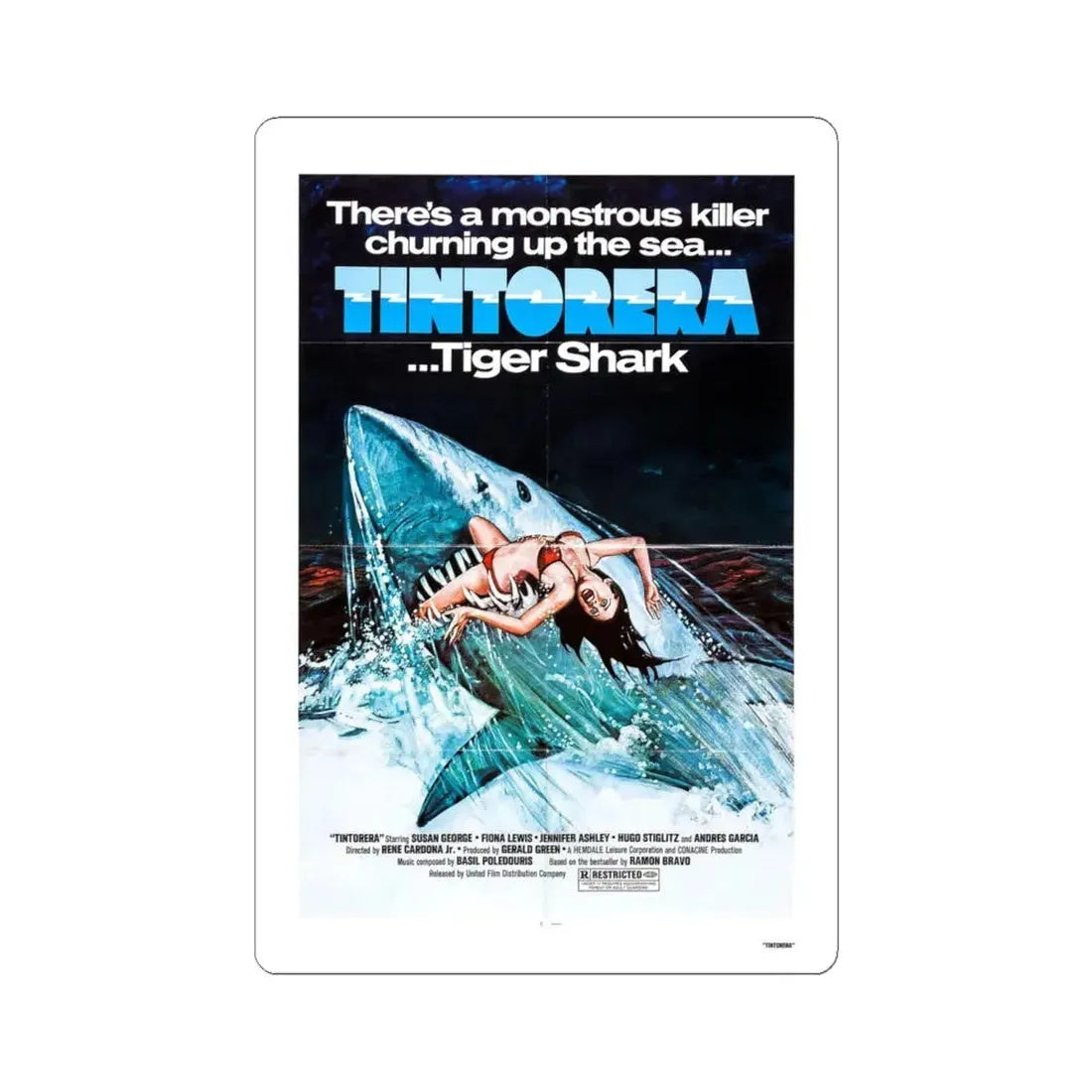 TINTORERA 1977 Movie Poster - STICKER Vinyl Kiss-Cut Decal 6 Inch White - The Sticker Space