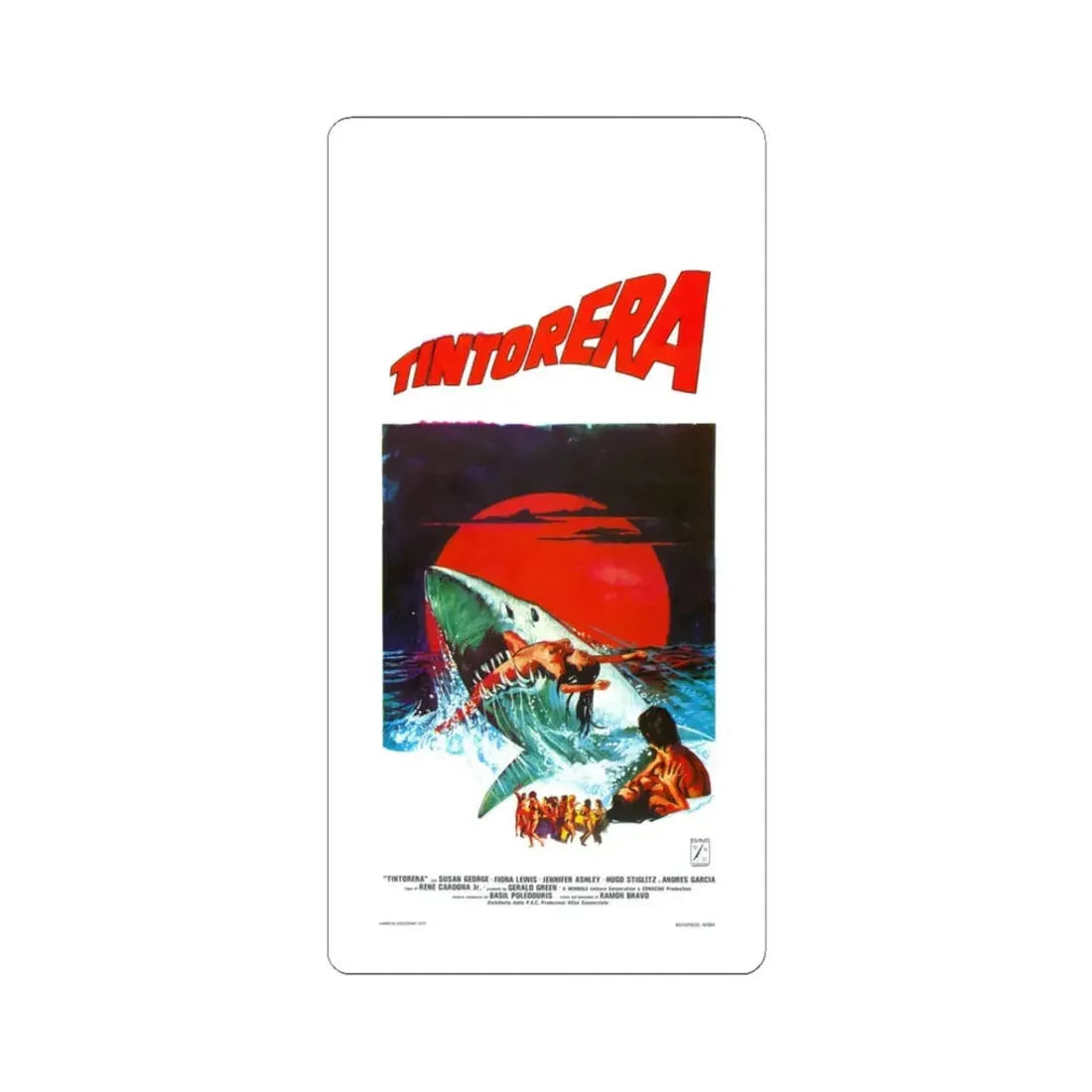 TINTORERA (ITALIAN) 1977 Movie Poster - STICKER Vinyl Kiss-Cut Decal 3 Inch White - The Sticker Space