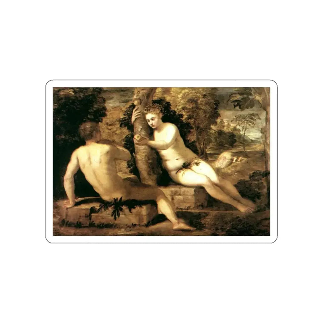 TINTORETTO, Jacopo Robusti - Adam and Eve (Artwork) STICKER Vinyl Die-Cut Decal White Die-Cut 5 Inch - The Sticker Space