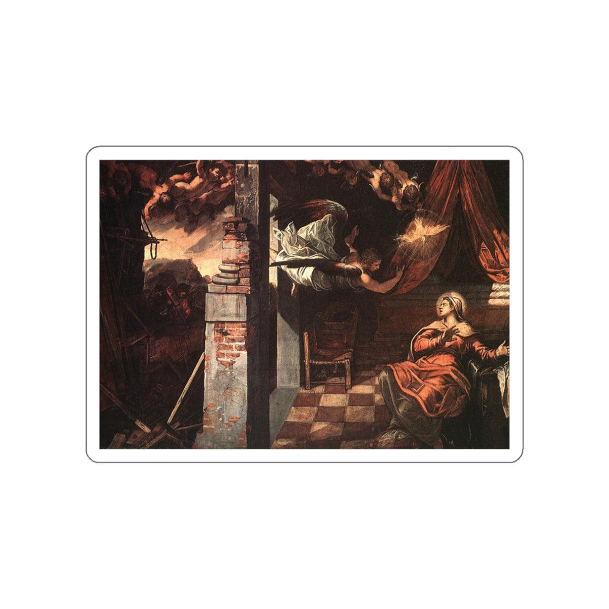 TINTORETTO, Jacopo Robusti - Annunciation (Artwork) STICKER Vinyl Die-Cut Decal-White-The Sticker Space