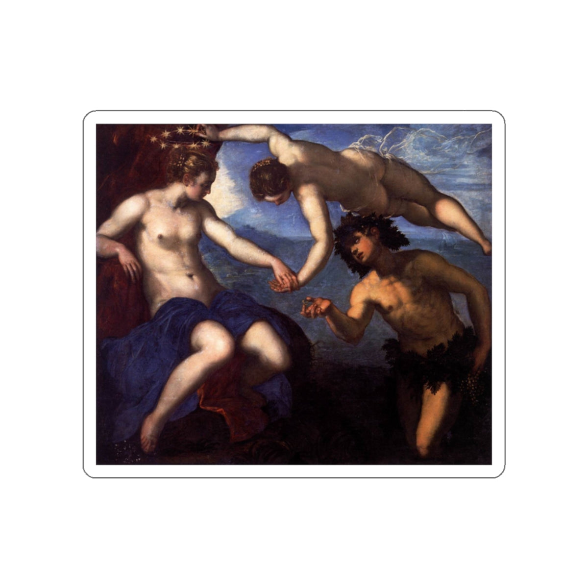 TINTORETTO, Jacopo Robusti - Bacchus, Venus and Ariadne (Artwork) STICKER Vinyl Die-Cut Decal-White-The Sticker Space