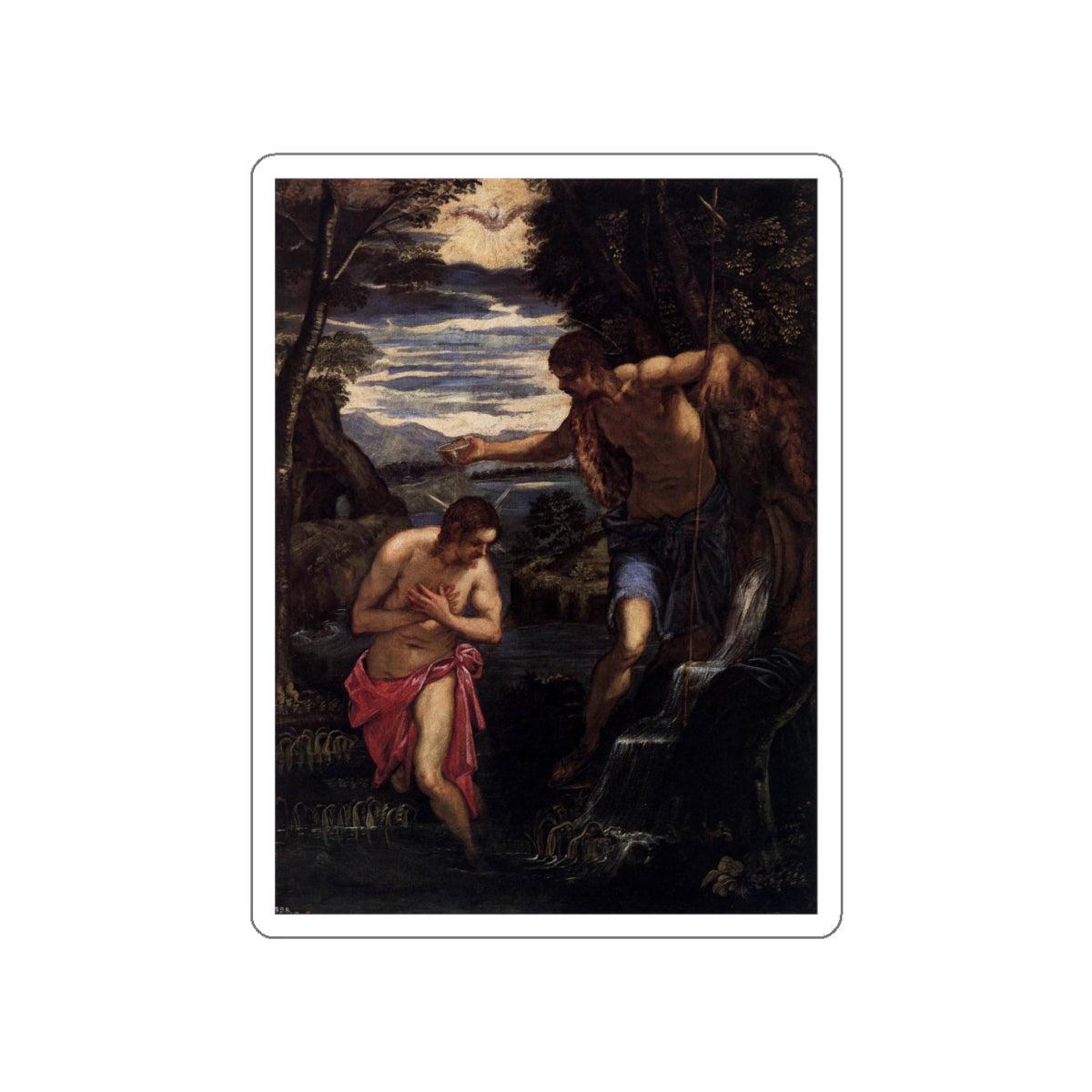 TINTORETTO, Jacopo Robusti - Baptism of Christ (Artwork) STICKER Vinyl Die-Cut Decal-White-The Sticker Space