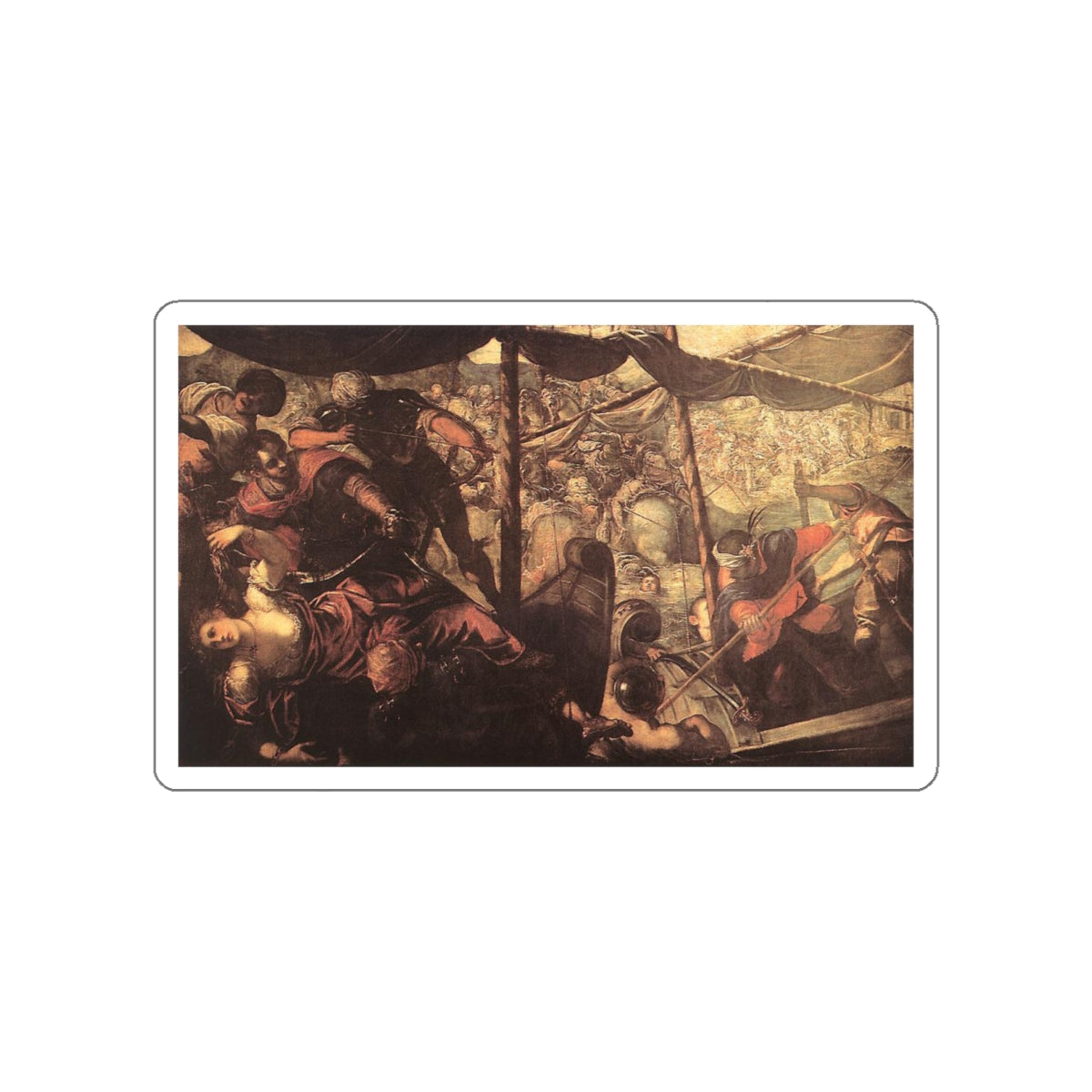 TINTORETTO, Jacopo Robusti - Battle between Turks and Christians (Artwork) STICKER Vinyl Die-Cut Decal-White-The Sticker Space