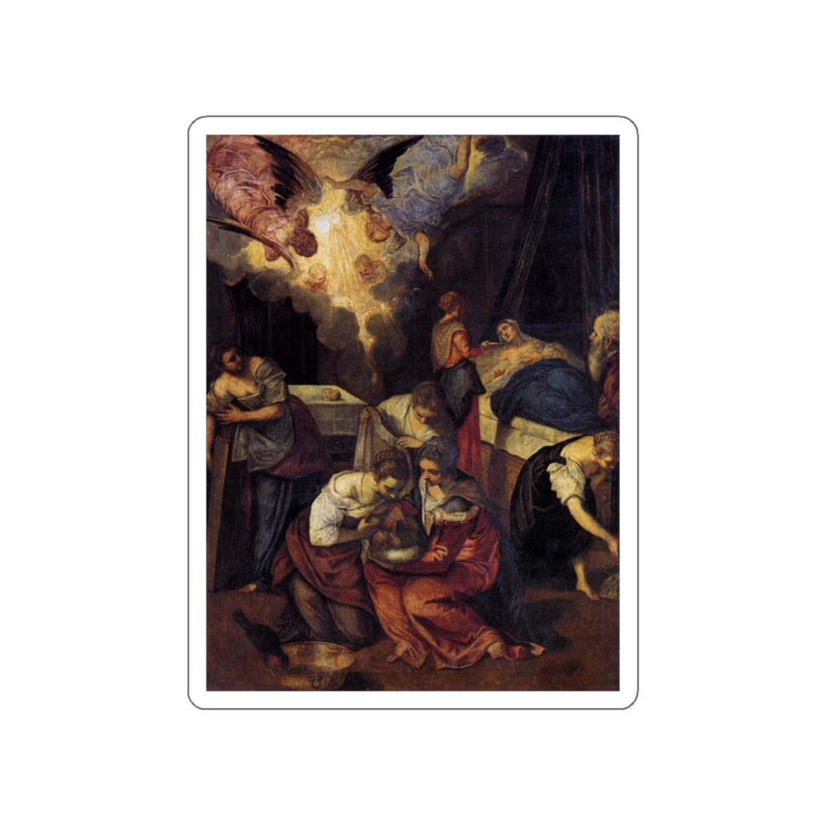 TINTORETTO, Jacopo Robusti - Birth of St John the Baptist (Artwork) STICKER Vinyl Die-Cut Decal-White-The Sticker Space