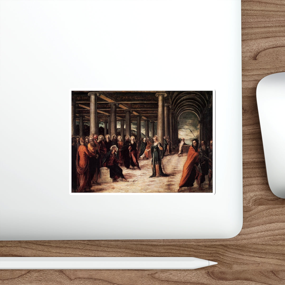 TINTORETTO, Jacopo Robusti - Christ and the Woman Taken in Adultery (Artwork) STICKER Vinyl Die-Cut Decal-The Sticker Space