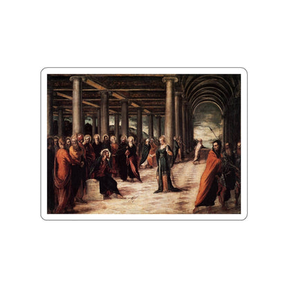 TINTORETTO, Jacopo Robusti - Christ and the Woman Taken in Adultery (Artwork) STICKER Vinyl Die-Cut Decal-White-The Sticker Space