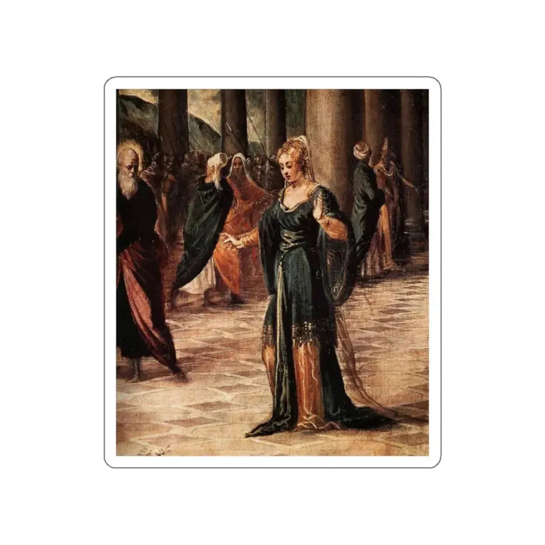 TINTORETTO, Jacopo Robusti - Christ and the Woman Taken in Adultery (detail) (Artwork) STICKER Vinyl Die-Cut Decal White Die-Cut 2 Inch - The Sticker Space
