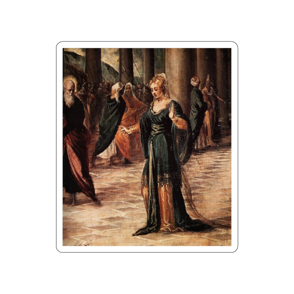 TINTORETTO, Jacopo Robusti - Christ and the Woman Taken in Adultery (detail) (Artwork) STICKER Vinyl Die-Cut Decal-White-The Sticker Space