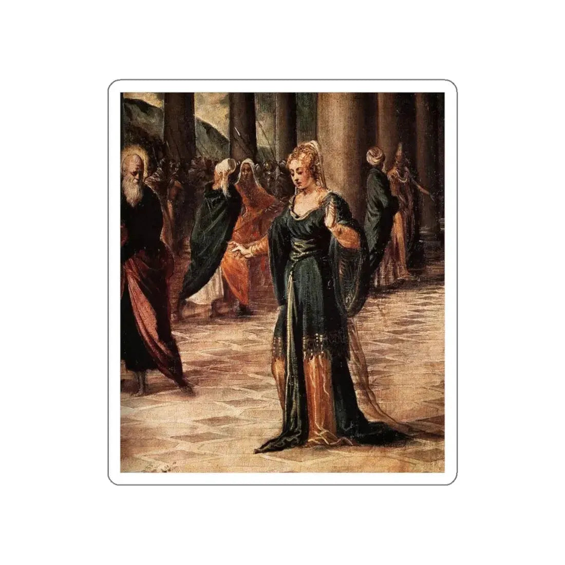 TINTORETTO, Jacopo Robusti - Christ and the Woman Taken in Adultery (detail) (Artwork) STICKER Vinyl Die-Cut Decal White Die-Cut 6 Inch - The Sticker Space