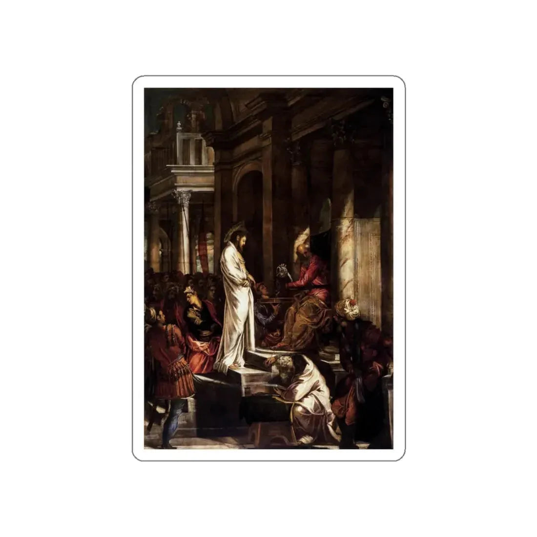 TINTORETTO, Jacopo Robusti - Christ before Pilate (Artwork) STICKER Vinyl Die-Cut Decal White Die-Cut 3 Inch - The Sticker Space