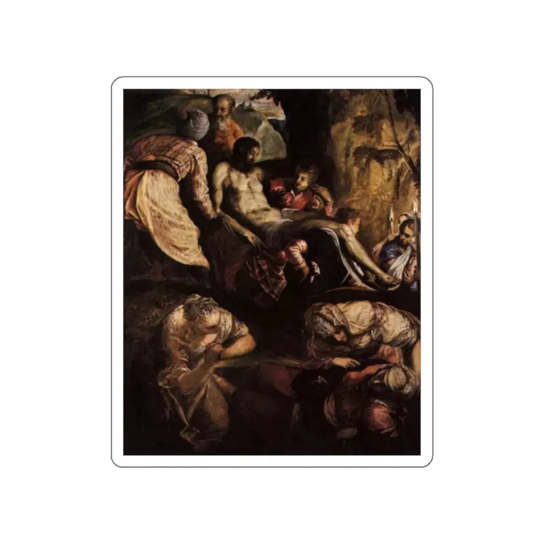 TINTORETTO, Jacopo Robusti - Christ Carried to the Tomb (Artwork) STICKER Vinyl Die-Cut Decal White Die-Cut 4 Inch - The Sticker Space
