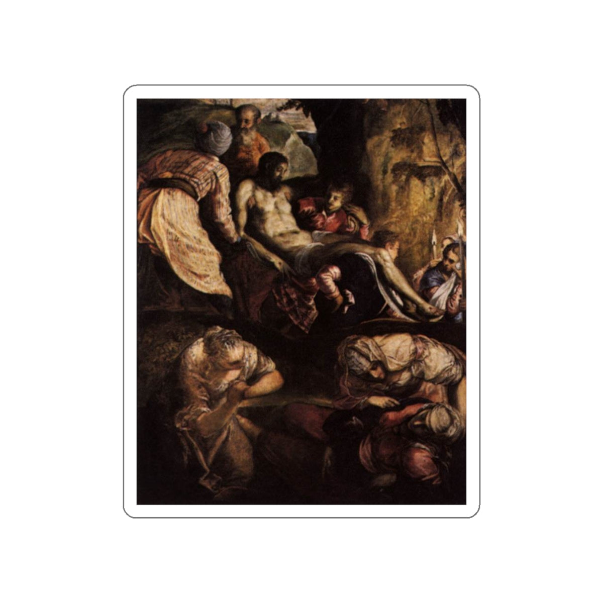 TINTORETTO, Jacopo Robusti - Christ Carried to the Tomb (Artwork) STICKER Vinyl Die-Cut Decal-White-The Sticker Space