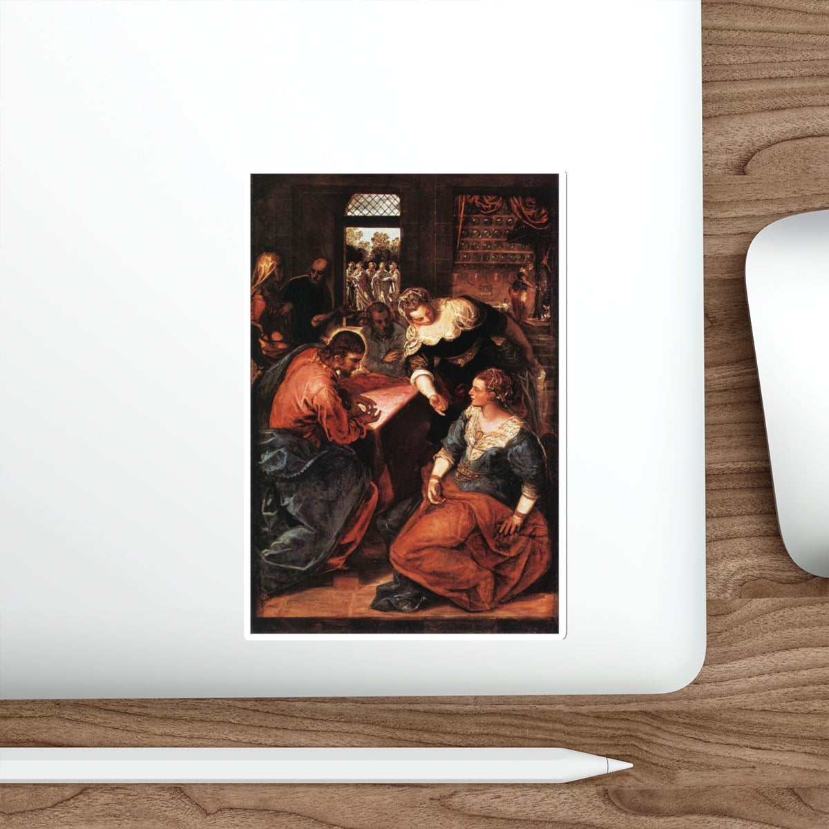 TINTORETTO, Jacopo Robusti - Christ in the House of Martha and Mary (Artwork) STICKER Vinyl Die-Cut Decal-The Sticker Space