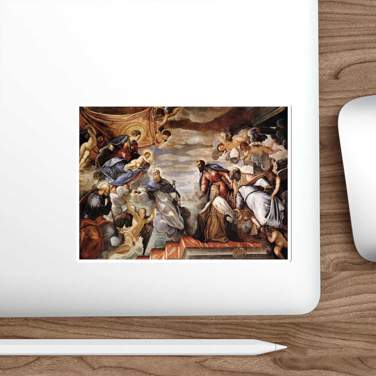 TINTORETTO, Jacopo Robusti - Doge Nicolo da Ponte Invoking the Protection of the Virgin (Artwork) STICKER Vinyl Die-Cut Decal-The Sticker Space