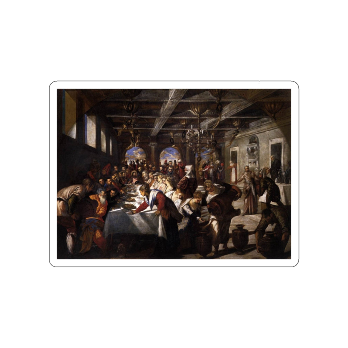 TINTORETTO, Jacopo Robusti - Marriage at Cana (Artwork) STICKER Vinyl Die-Cut Decal-White-The Sticker Space