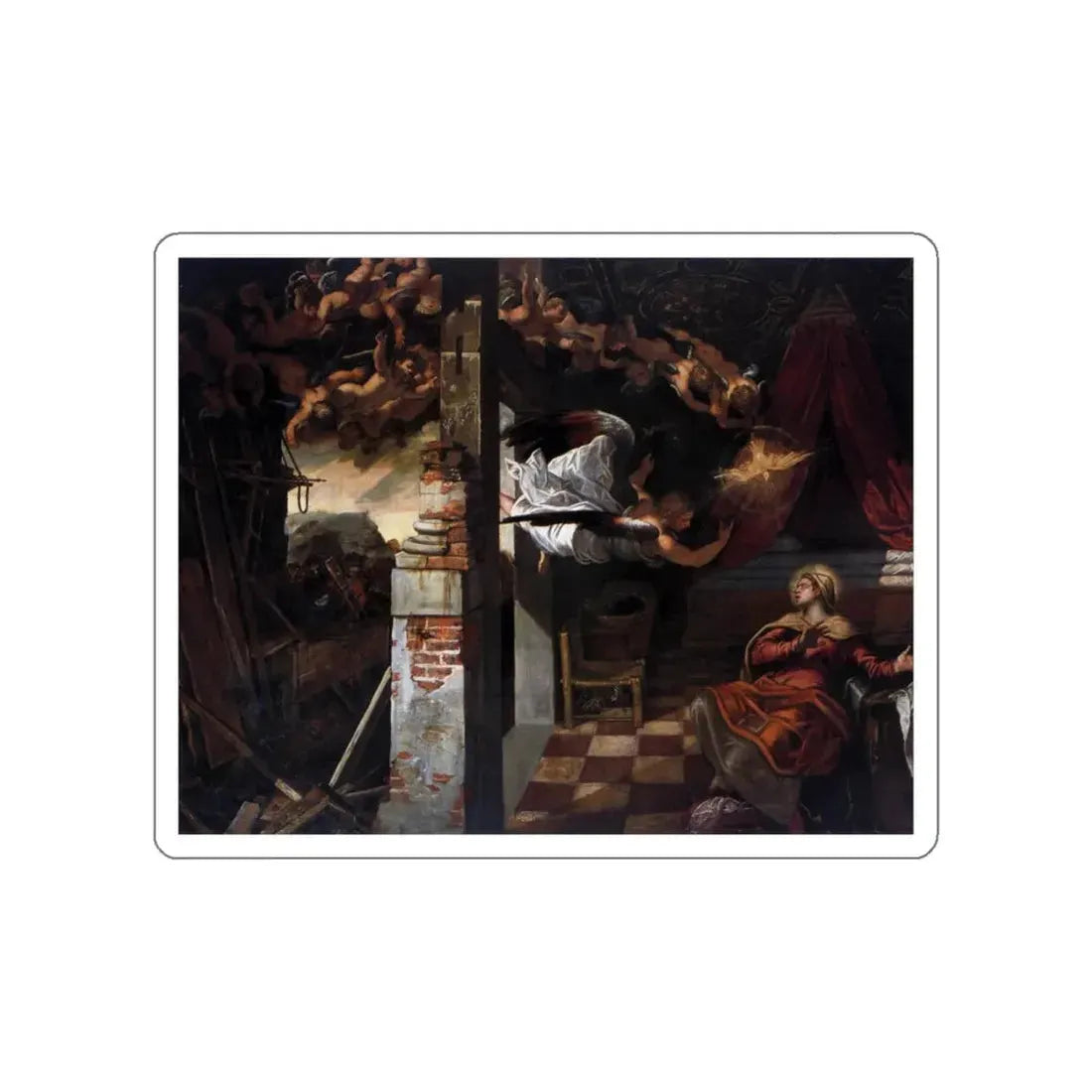 TINTORETTO, Jacopo Robusti - The Annunciation (Artwork) STICKER Vinyl Die-Cut Decal White Die-Cut 6 Inch - The Sticker Space