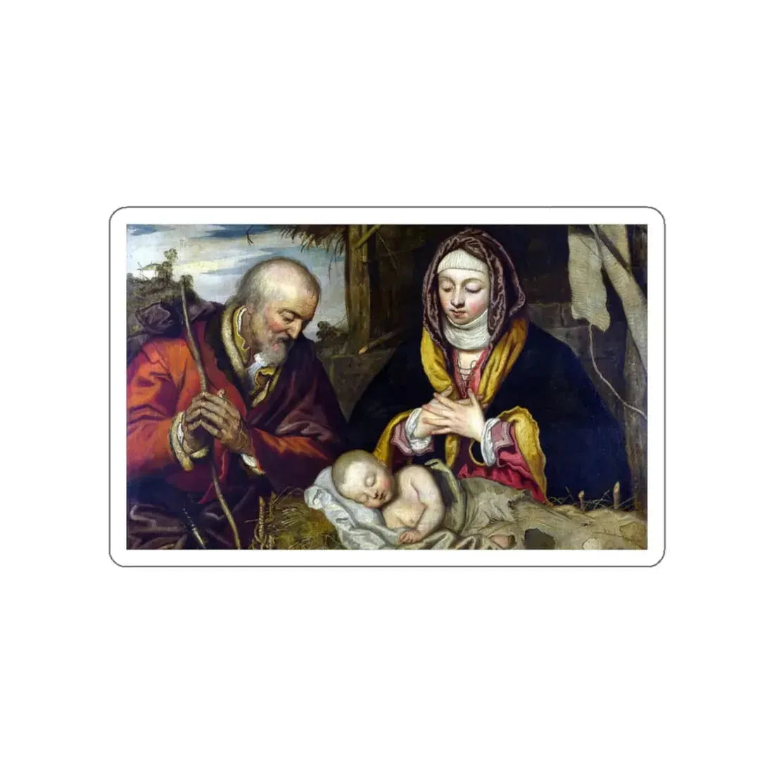 TINTORETTO, Jacopo Robusti - The Nativity (Artwork) STICKER Vinyl Die-Cut Decal White Die-Cut 3 Inch - The Sticker Space