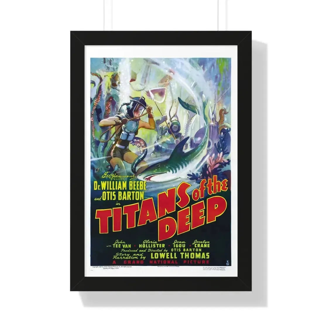 TITANS OF THE DEEP 1938 - Framed Movie Poster 16″ x 24″ Black - The Sticker Space