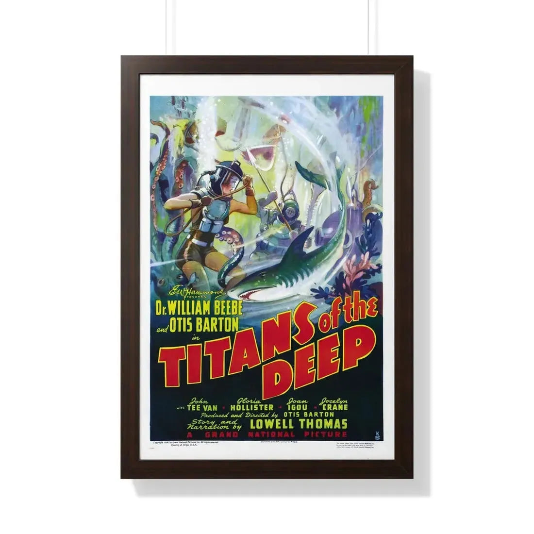 TITANS OF THE DEEP 1938 - Framed Movie Poster 20" x 30" Walnut - The Sticker Space