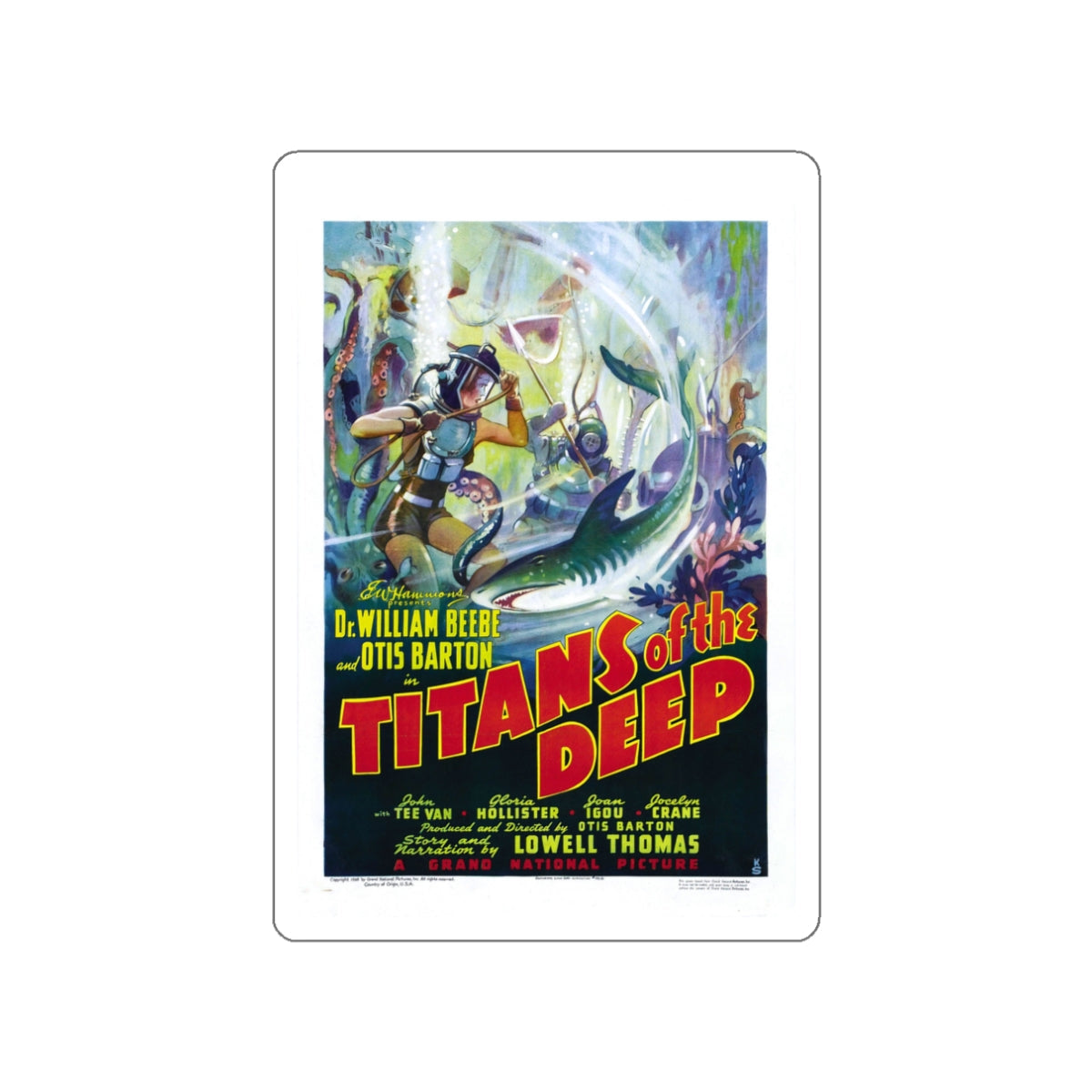 TITANS OF THE DEEP 1938 Movie Poster STICKER Vinyl Die-Cut Decal-White-The Sticker Space