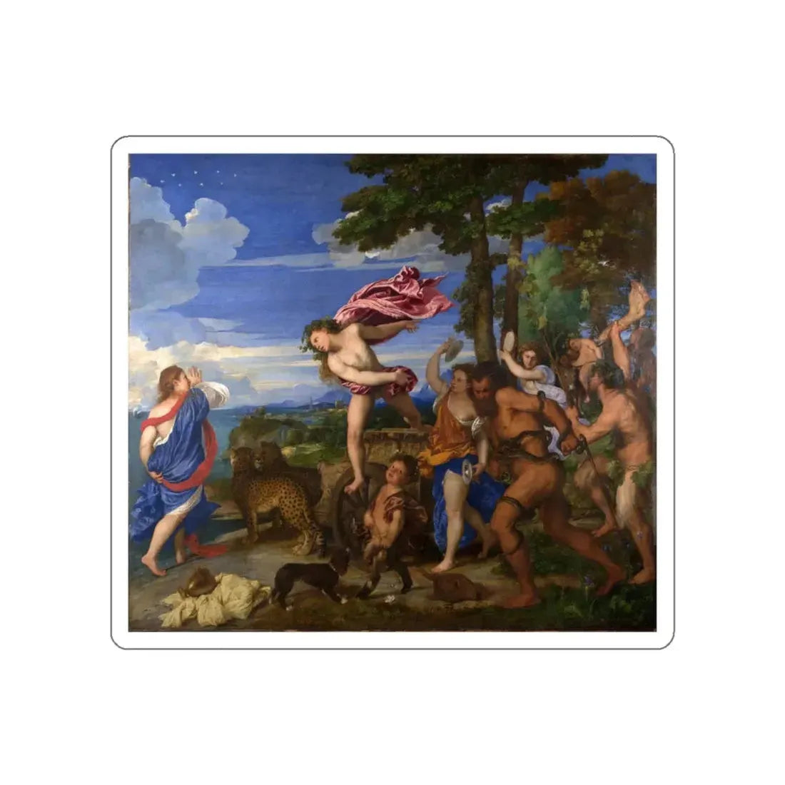 TIZIANO Vecellio - Bacchus and Ariadne (Artwork) STICKER Vinyl Die-Cut Decal White Die-Cut 5 Inch - The Sticker Space