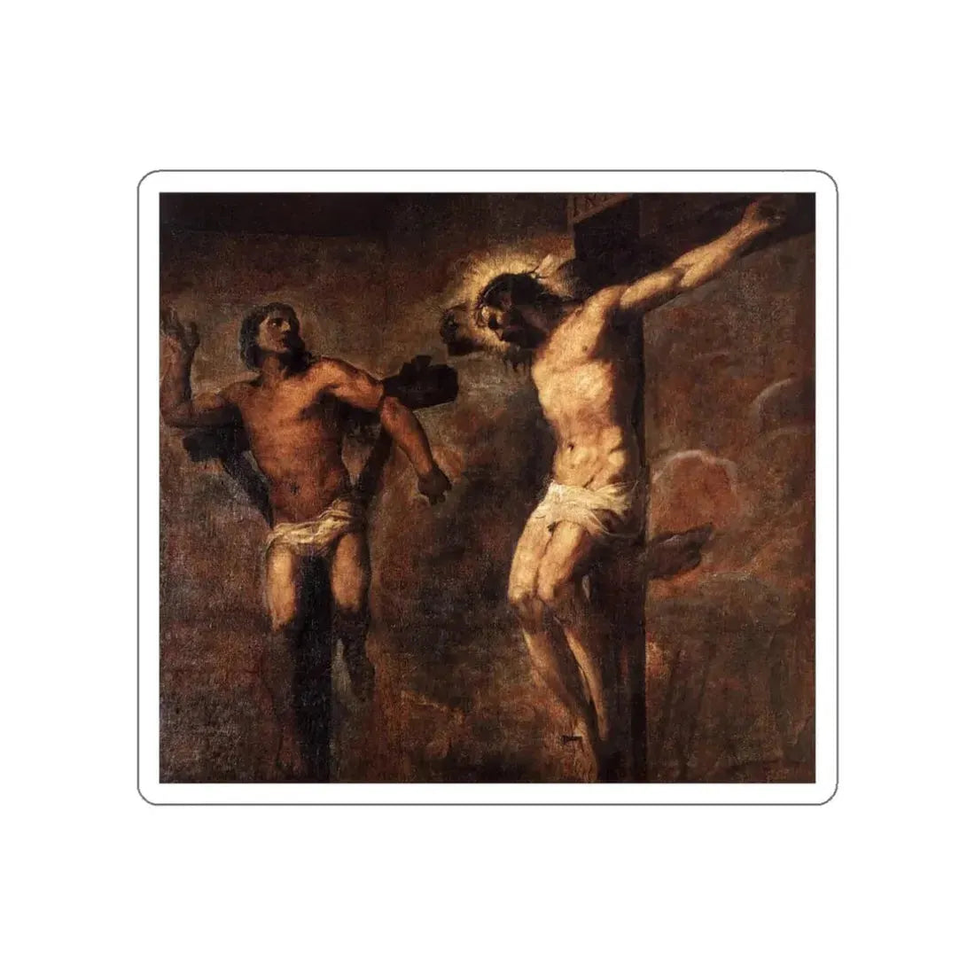 TIZIANO Vecellio - Christ and the Good Thief (Artwork) STICKER Vinyl Die-Cut Decal White Die-Cut 3 Inch - The Sticker Space