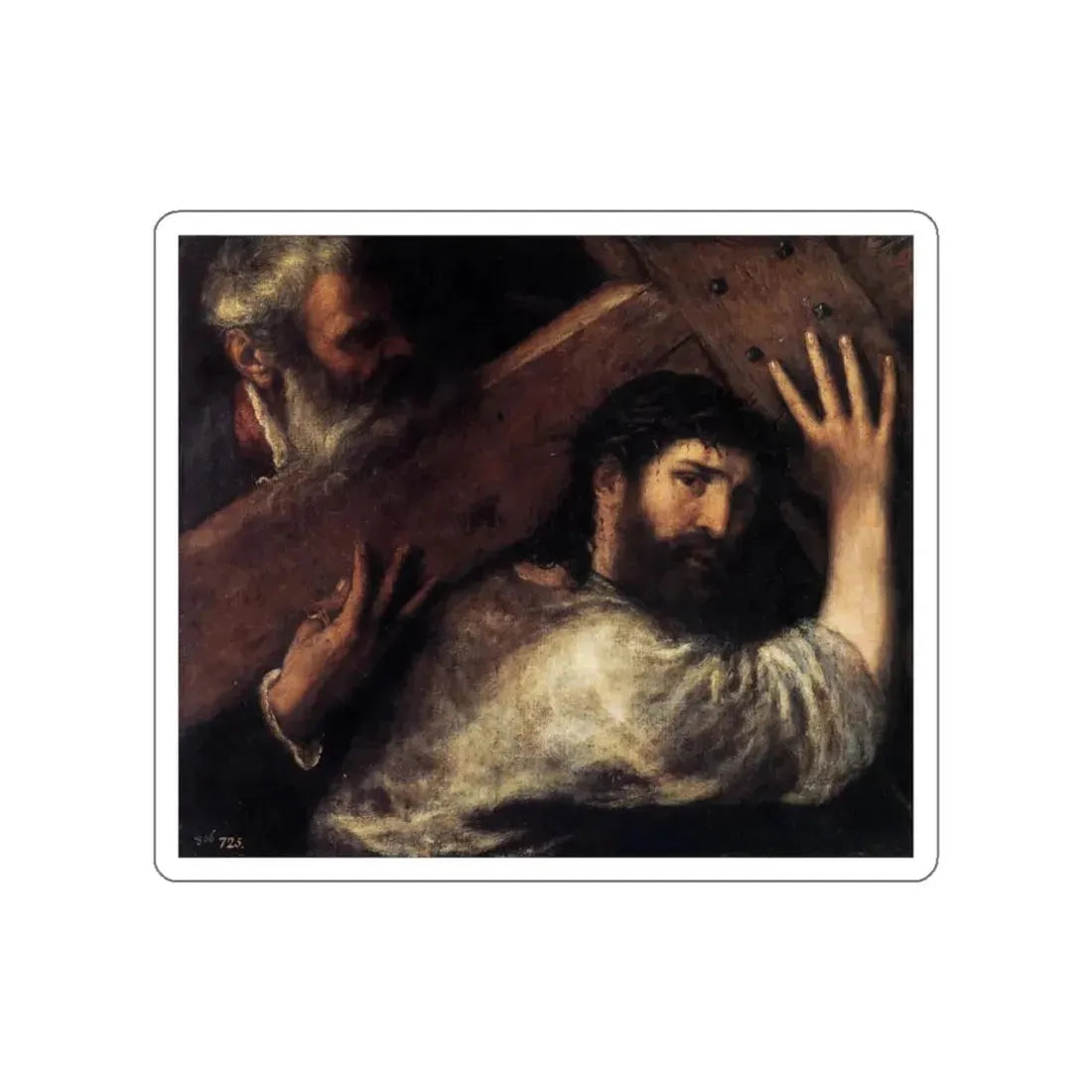 TIZIANO Vecellio - Christ Carrying the Cross 3 (Artwork) STICKER Vinyl Die-Cut Decal White Die-Cut 3 Inch - The Sticker Space