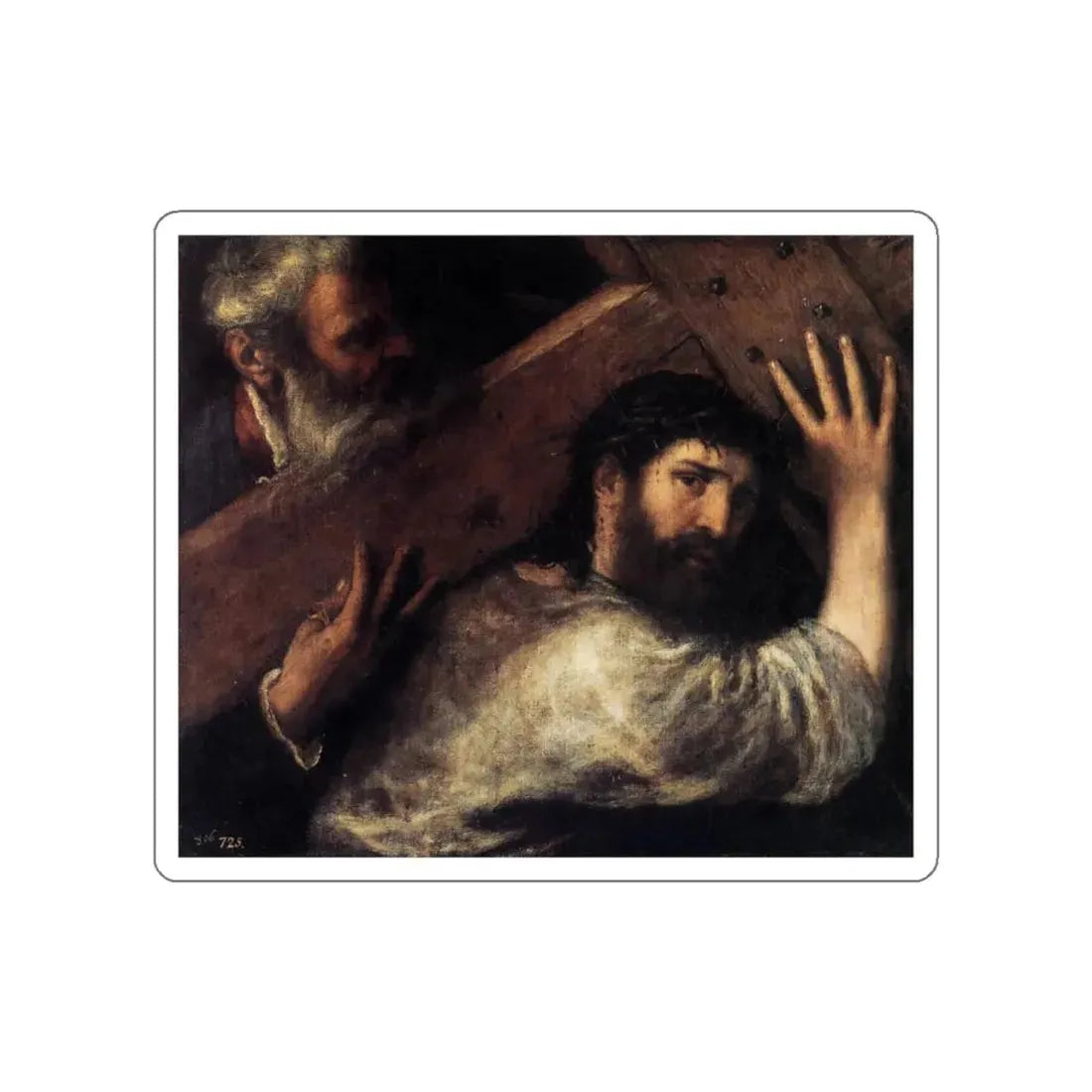 TIZIANO Vecellio - Christ Carrying the Cross 3 (Artwork) STICKER Vinyl Die-Cut Decal White Die-Cut 4 Inch - The Sticker Space