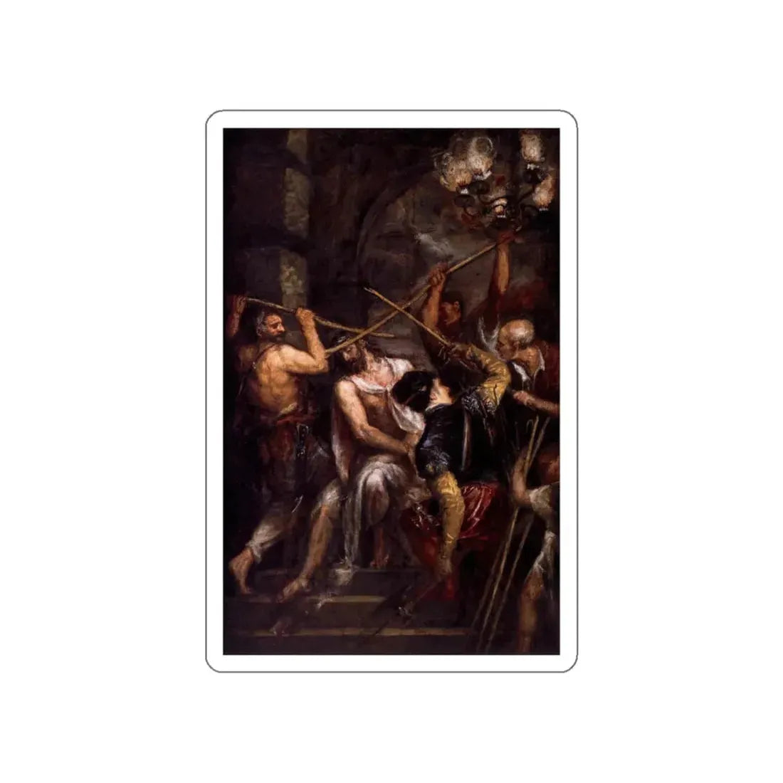 TIZIANO Vecellio - Crowning with Thorns (Artwork) STICKER Vinyl Die-Cut Decal White Die-Cut 5 Inch - The Sticker Space