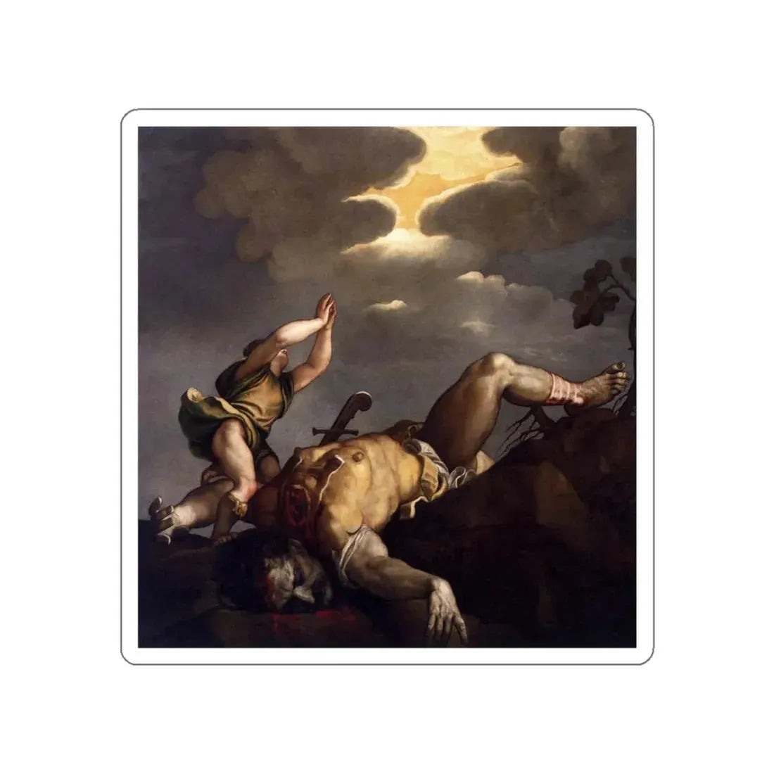 TIZIANO Vecellio - David and Goliath (Artwork) STICKER Vinyl Die-Cut Decal White Die-Cut 6 Inch - The Sticker Space