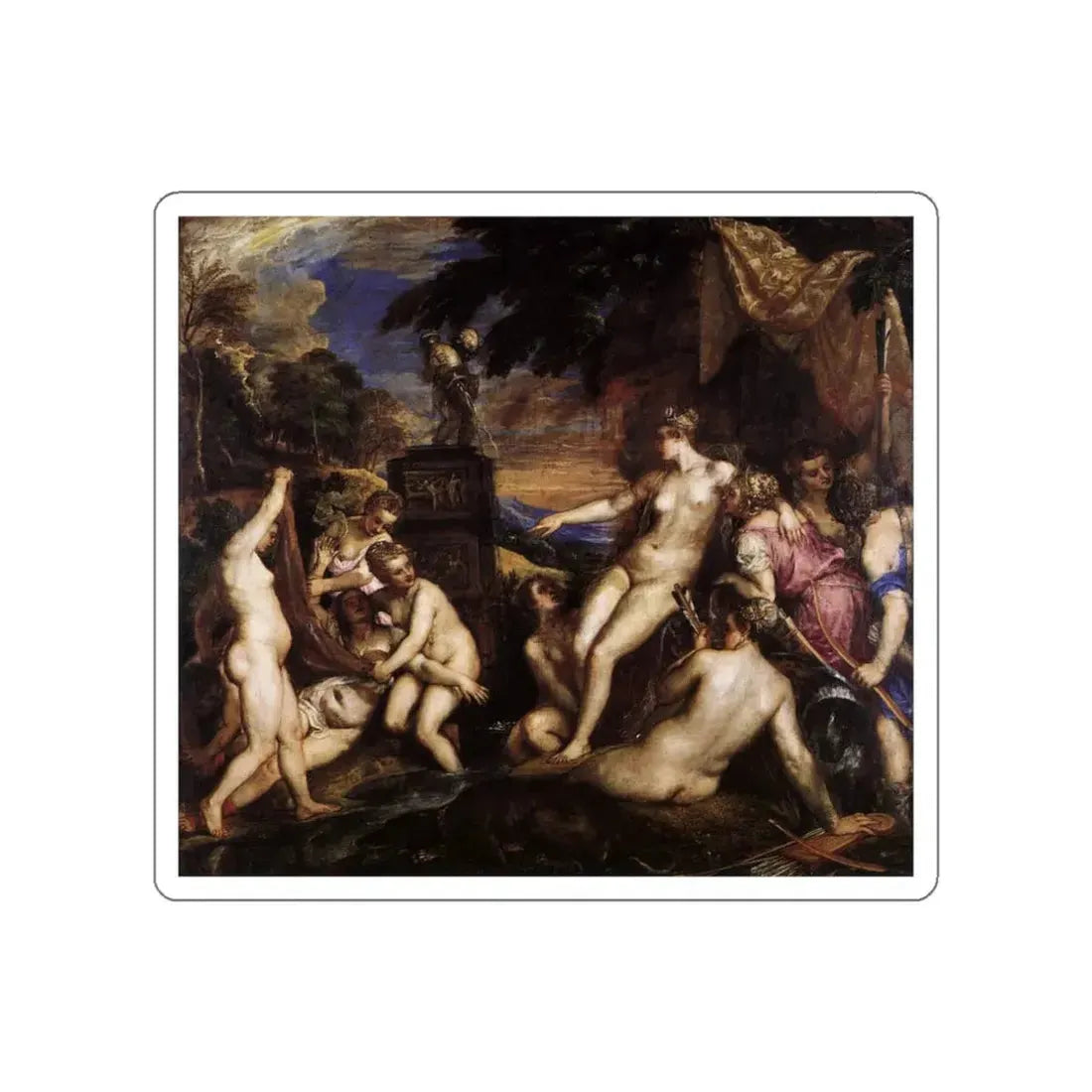 TIZIANO Vecellio - Diana and Callisto (Artwork) STICKER Vinyl Die-Cut Decal White Die-Cut 3 Inch - The Sticker Space