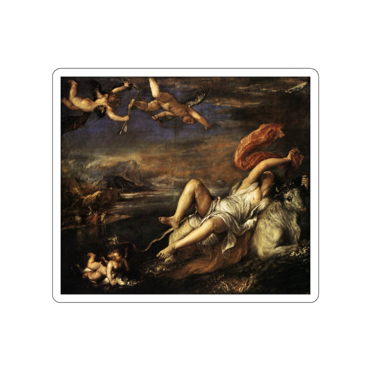 TIZIANO Vecellio - Rape of Europa (Artwork) STICKER Vinyl Die-Cut Decal-White-The Sticker Space