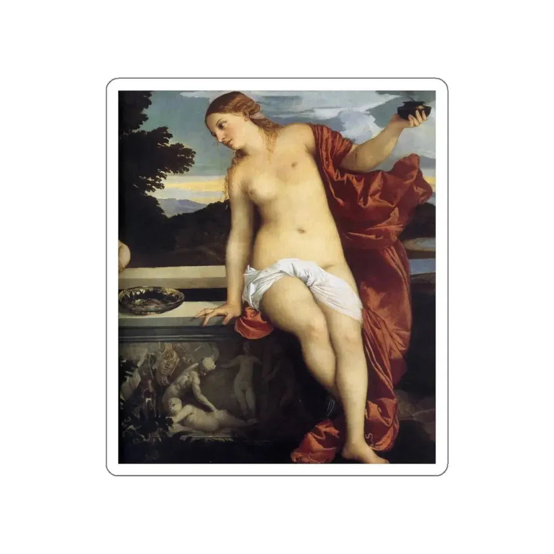 TIZIANO Vecellio - Sacred and Profane Love (detail)2 (Artwork) STICKER Vinyl Die-Cut Decal White Die-Cut 6 Inch - The Sticker Space