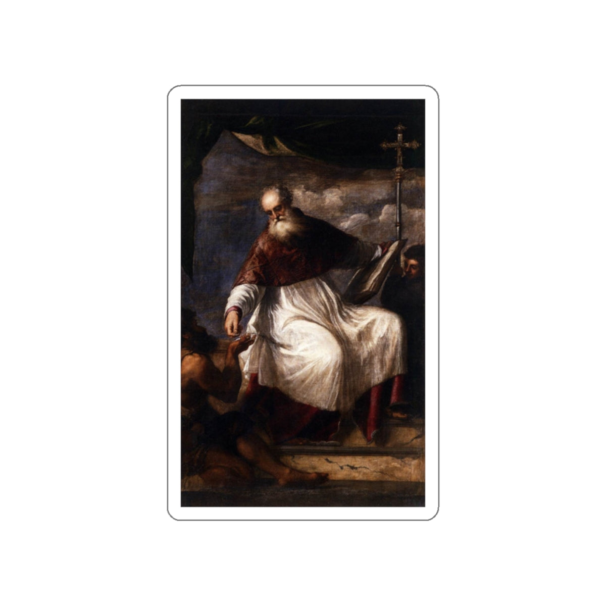 TIZIANO Vecellio - St John the Almsgiver (Artwork) STICKER Vinyl Die-Cut Decal-White-The Sticker Space