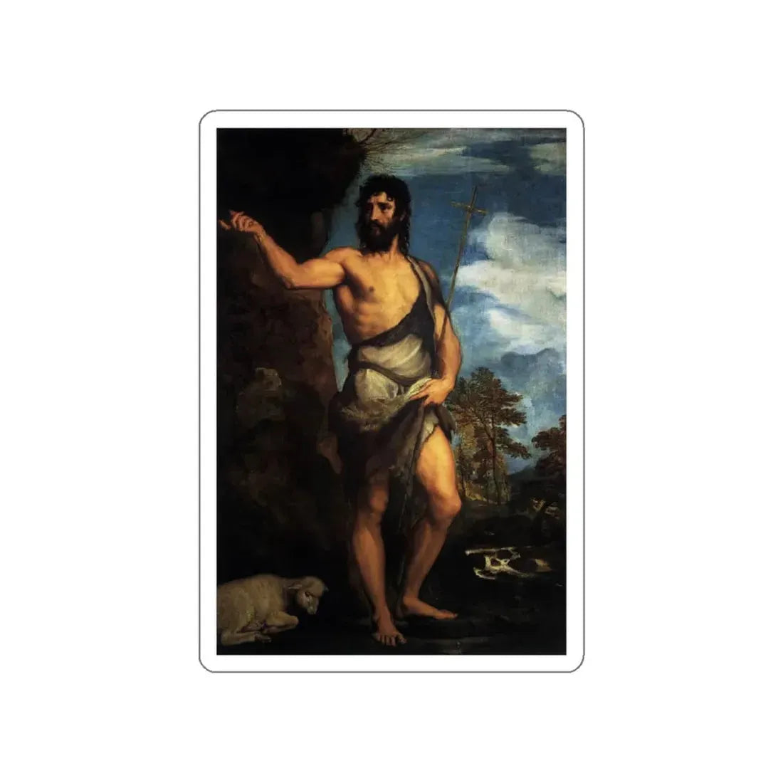 TIZIANO Vecellio - St John the Baptist in the Desert (Artwork) STICKER Vinyl Die-Cut Decal White Die-Cut 3 Inch - The Sticker Space