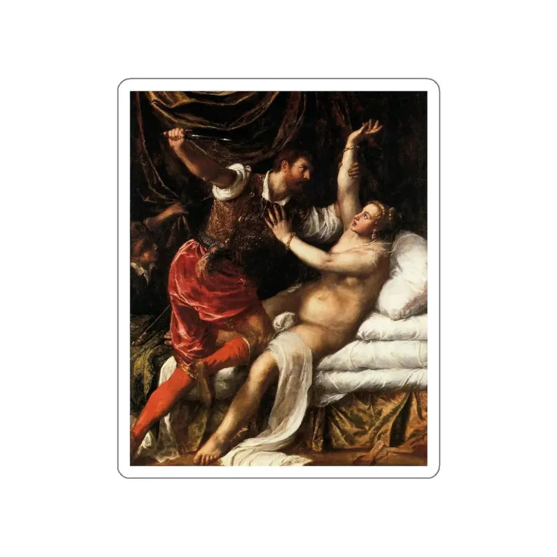 TIZIANO Vecellio - Tarquin and Lucretia (Artwork) STICKER Vinyl Die-Cut Decal White Die-Cut 4 Inch - The Sticker Space