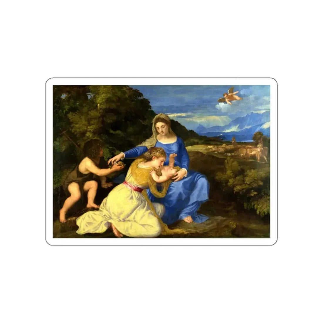 TIZIANO Vecellio - The Aldobrandini Madonna (Artwork) STICKER Vinyl Die-Cut Decal White Die-Cut 3 Inch - The Sticker Space