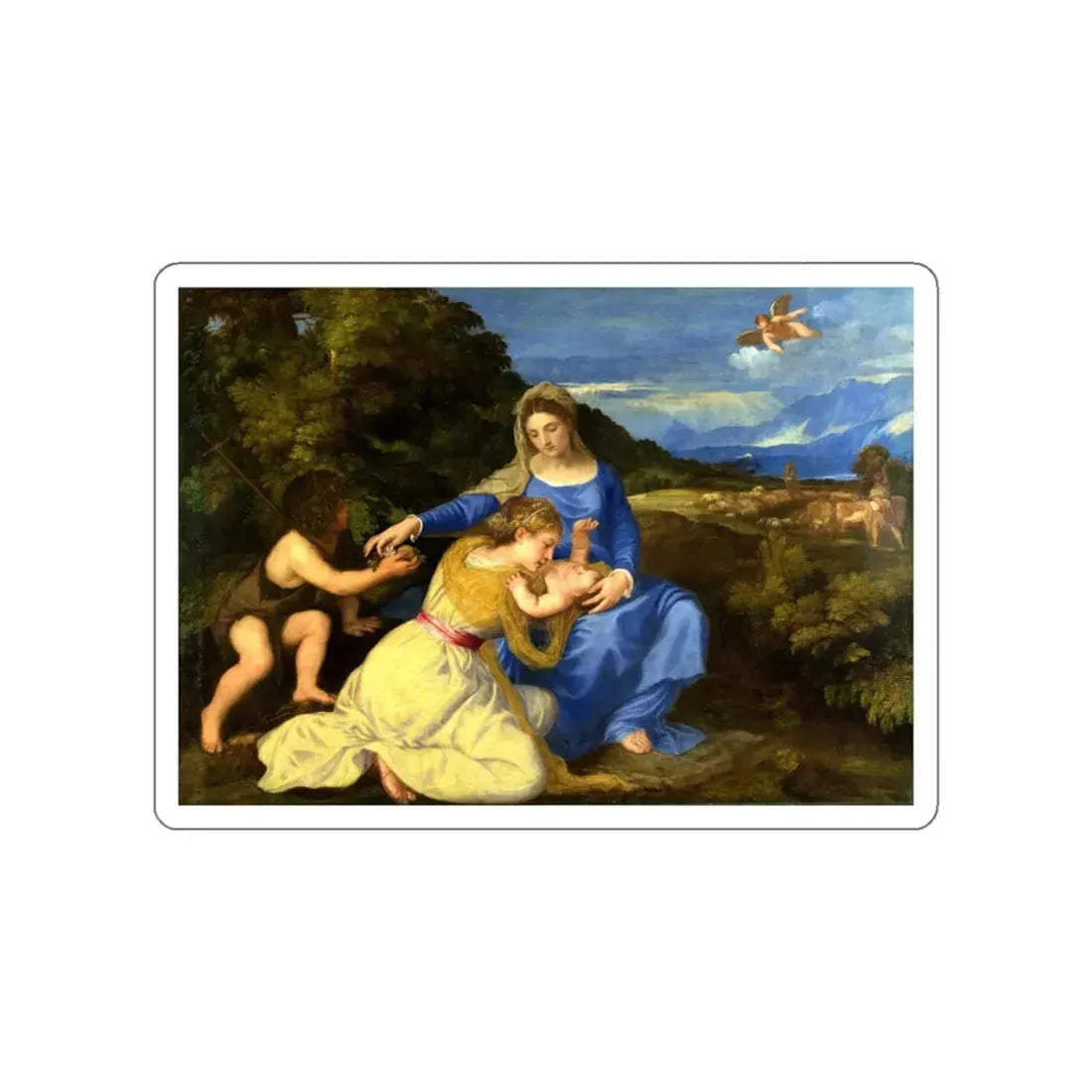 TIZIANO Vecellio - The Aldobrandini Madonna (Artwork) STICKER Vinyl Die-Cut Decal White Die-Cut 4 Inch - The Sticker Space