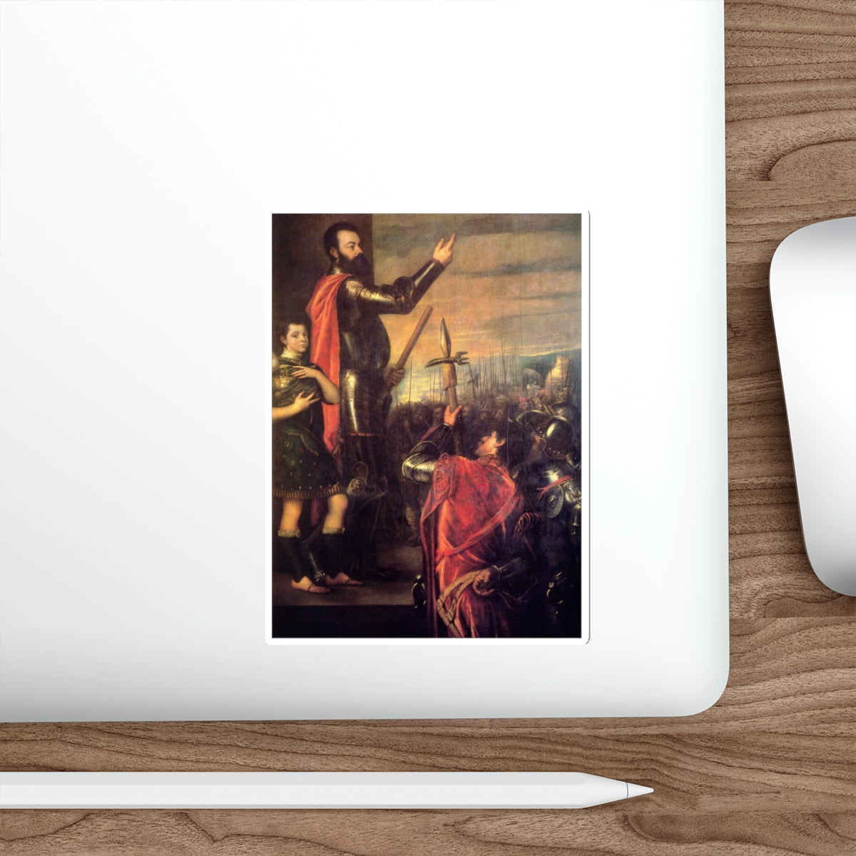 TIZIANO Vecellio - The Marchese del Vasto Addressing his Troops (Artwork) STICKER Vinyl Die-Cut Decal-The Sticker Space