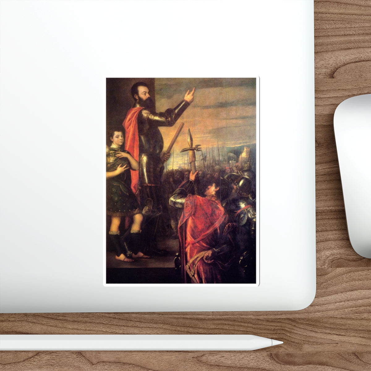 TIZIANO Vecellio - The Marchese del Vasto Addressing his Troops (Artwork) STICKER Vinyl Die-Cut Decal-The Sticker Space