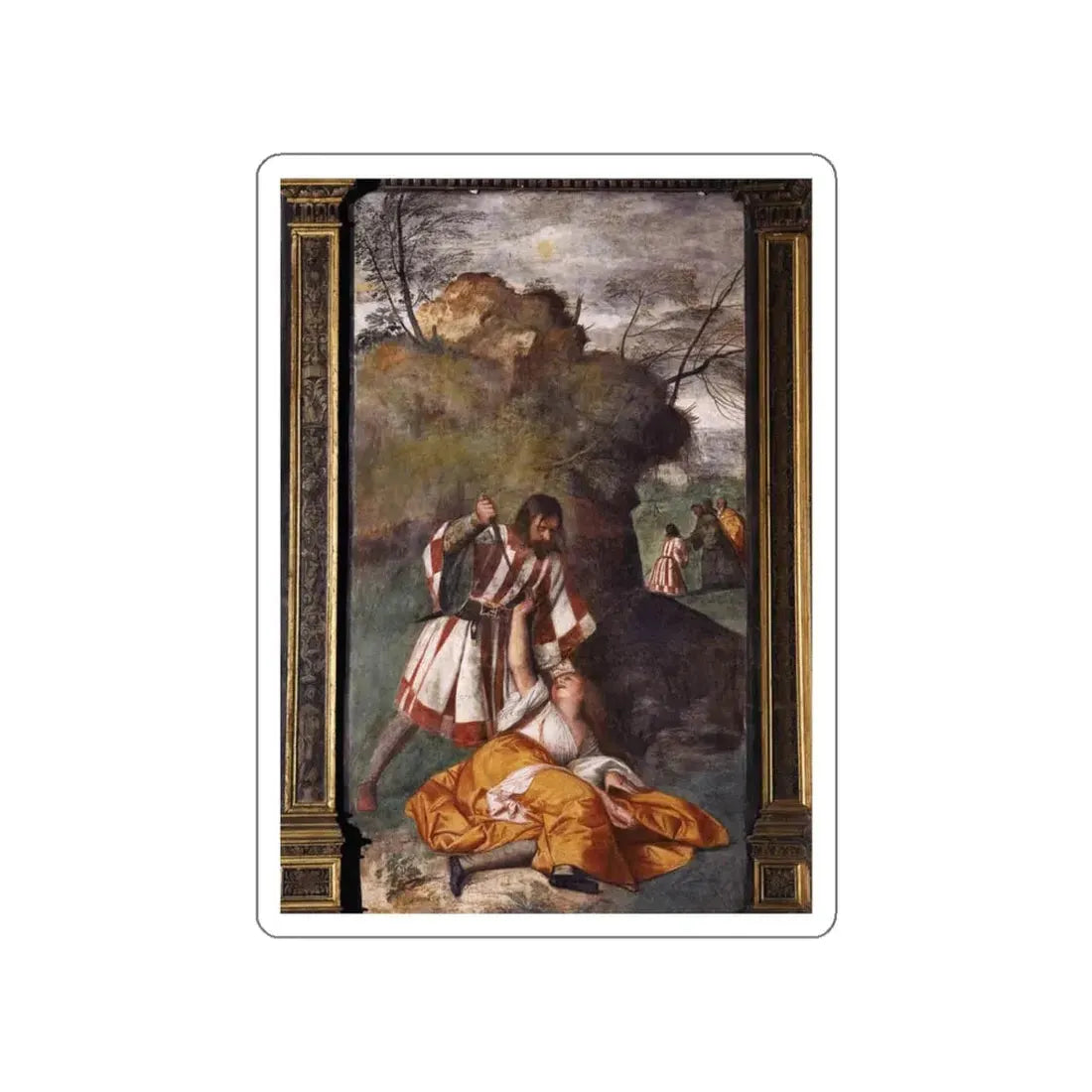 TIZIANO Vecellio - The Miracle of the Jealous Husband (Artwork) STICKER Vinyl Die-Cut Decal White Die-Cut 4 Inch - The Sticker Space