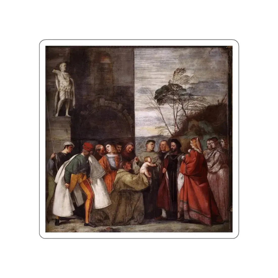 TIZIANO Vecellio - The Miracle of the Newborn Child (Artwork) STICKER Vinyl Die-Cut Decal White Die-Cut 6 Inch - The Sticker Space