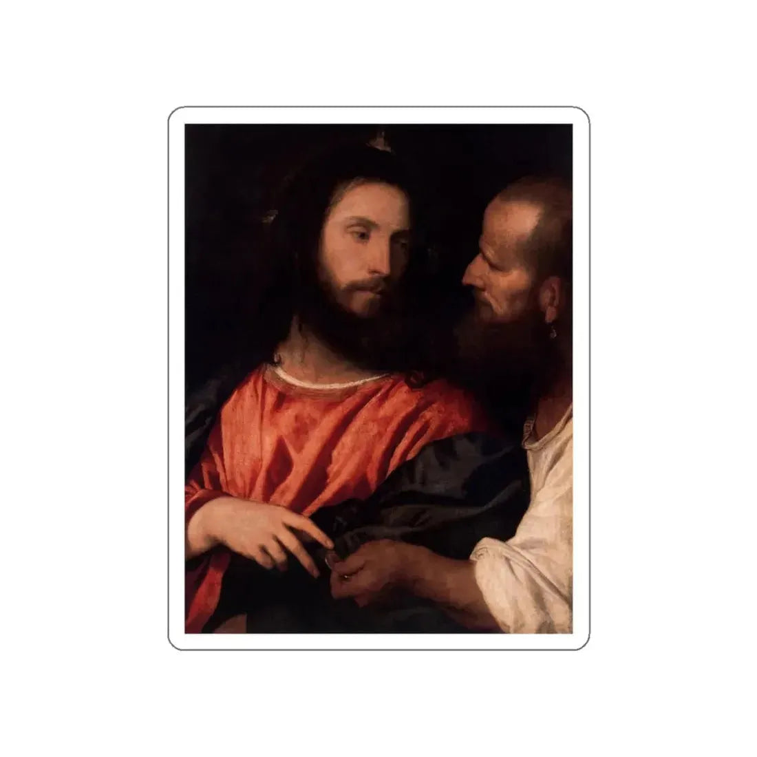 TIZIANO Vecellio - The Tribute Money (Artwork) STICKER Vinyl Die-Cut Decal White Die-Cut 5 Inch - The Sticker Space