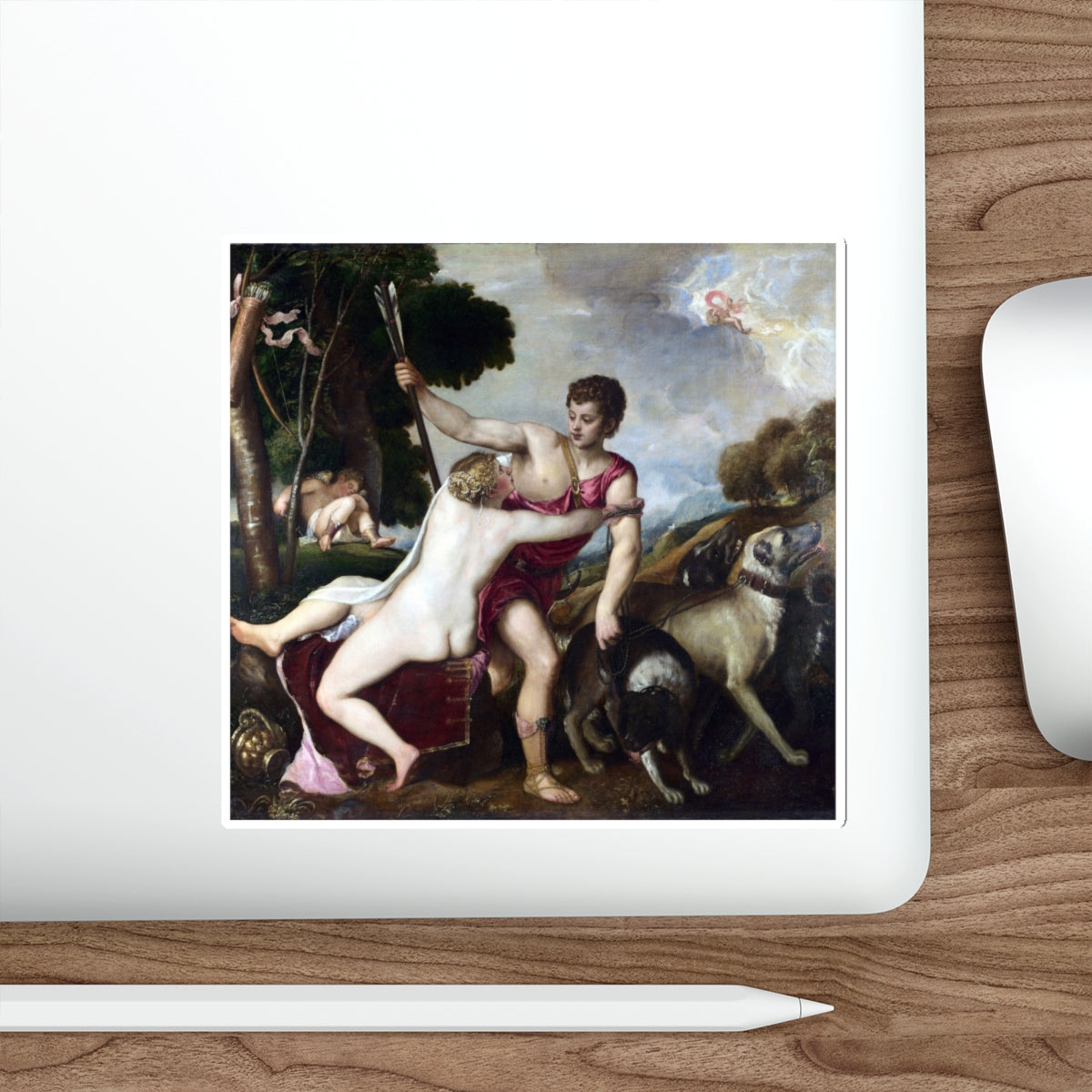 TIZIANO Vecellio - Venus and Adonis 2 (Artwork) STICKER Vinyl Die-Cut Decal-The Sticker Space