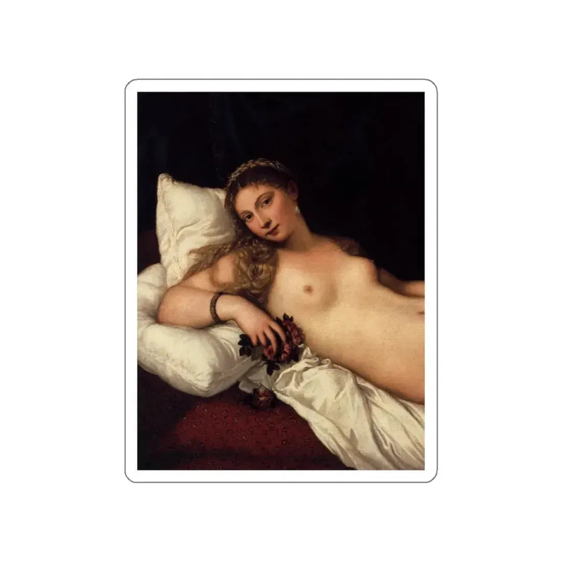 TIZIANO Vecellio - Venus of Urbino (detail) (Artwork) STICKER Vinyl Die-Cut Decal White Die-Cut 3 Inch - The Sticker Space